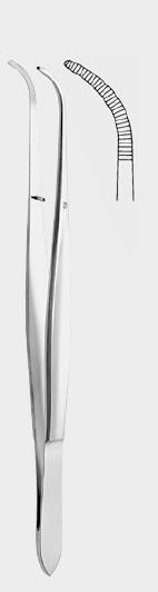 Пінцет КУШИНГ (CUSHING), 17 см (cm), зубчастий, вигнутий (з вольфрам-карбідними вставками)